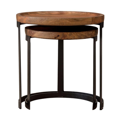 wood and metal nested tables