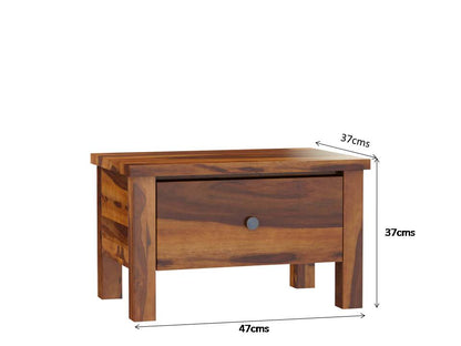 classic solid wood bedside table in natural finish