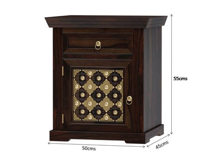 niksa royale solid wood brass inlay bedside table