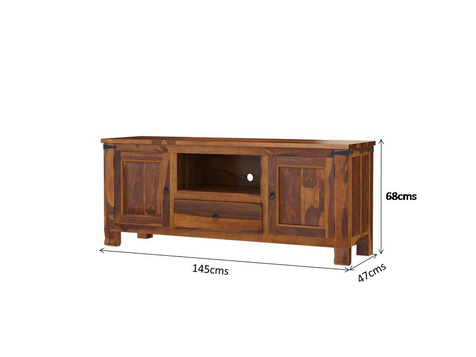 alan solid wood TV console in natural finish