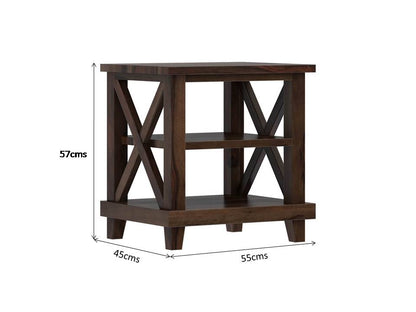 cross solid wood end table