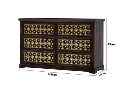 niksa royale solid wood brass inlay dresser