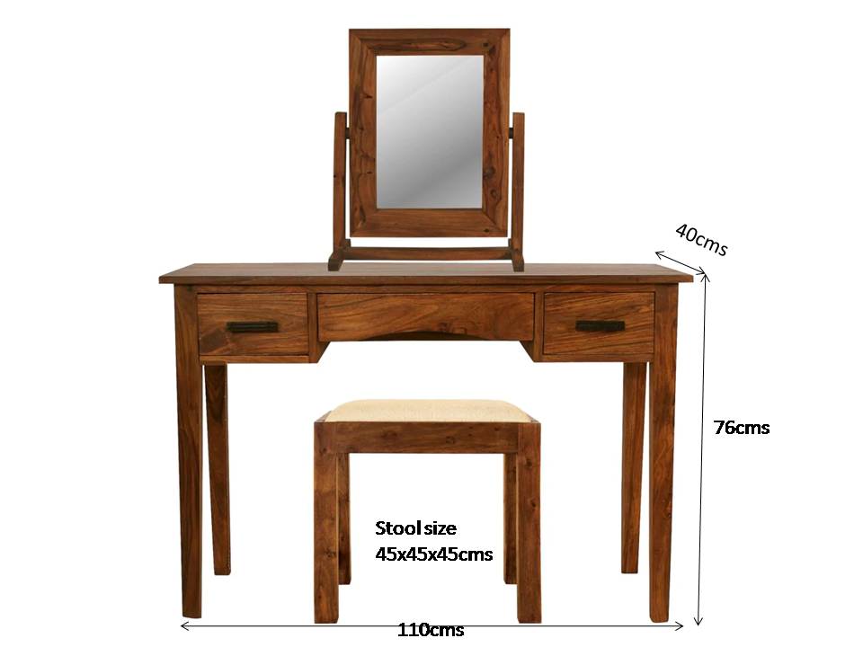 rockford solid wood dressing table set with stool