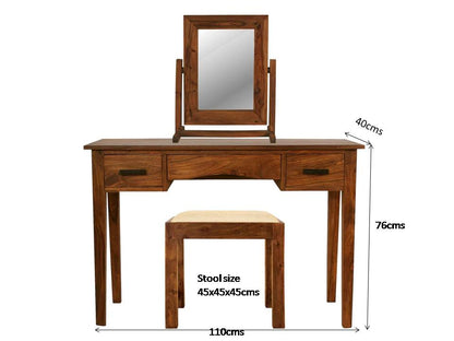 rockford solid wood dressing table set with stool