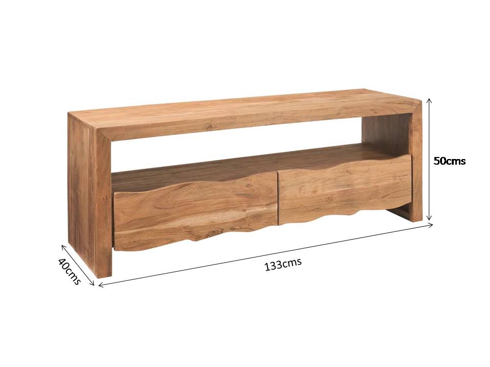 live edge solid wood tv Console in stone finish