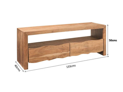 live edge solid wood tv Console in stone finish