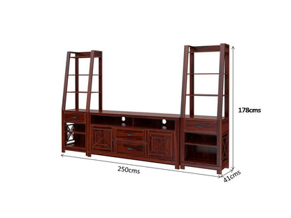 Toronto solid wood tv shelve in rosewood finish