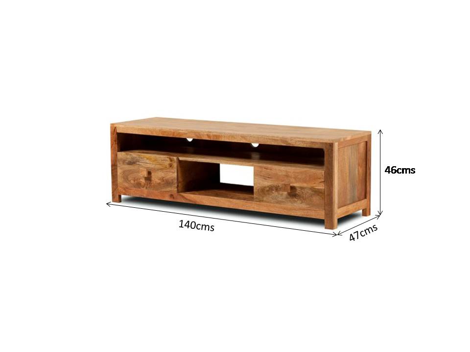 dakota light solid wood tv unit in stone finish