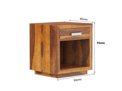 florentina solid wood bedside table in natural finish