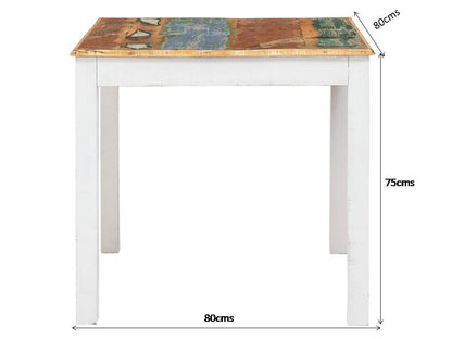 Abbey Solid Wood Dining Table In White, Rustic Finish