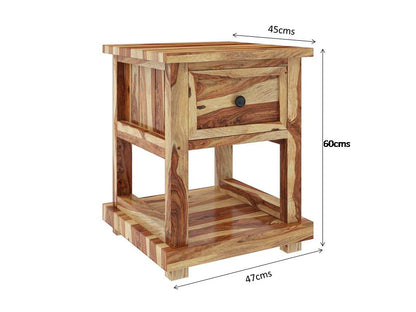 livia solid wood bedside table in lacquered finish