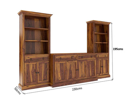 Martino solid wood media shelve along with Bookcases