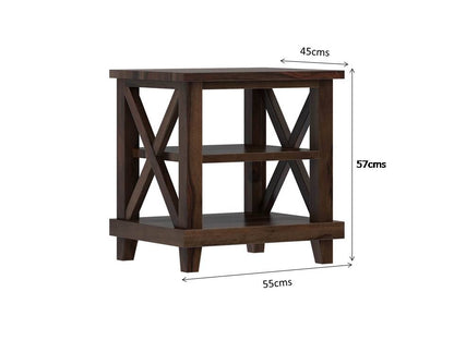 cross solid wood end table