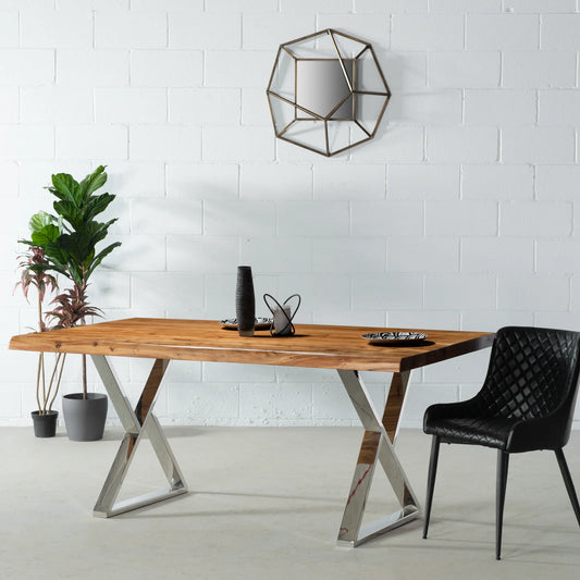 Zenith Live Edge dining Table In Steel Legs