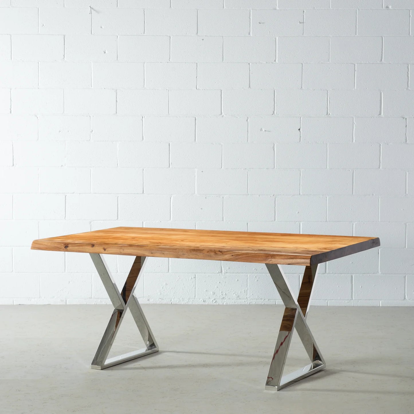 Zenith Live Edge dining Table In Steel Legs