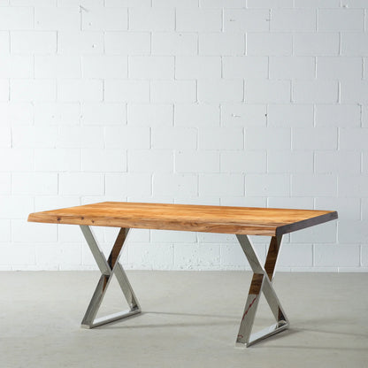 Zenith Live Edge dining Table In Steel Legs