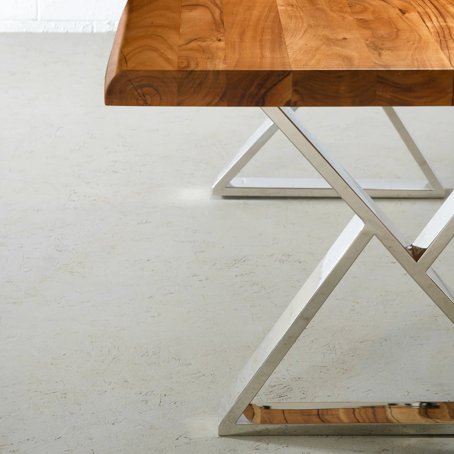 Zenith Live Edge dining Table In Steel Legs