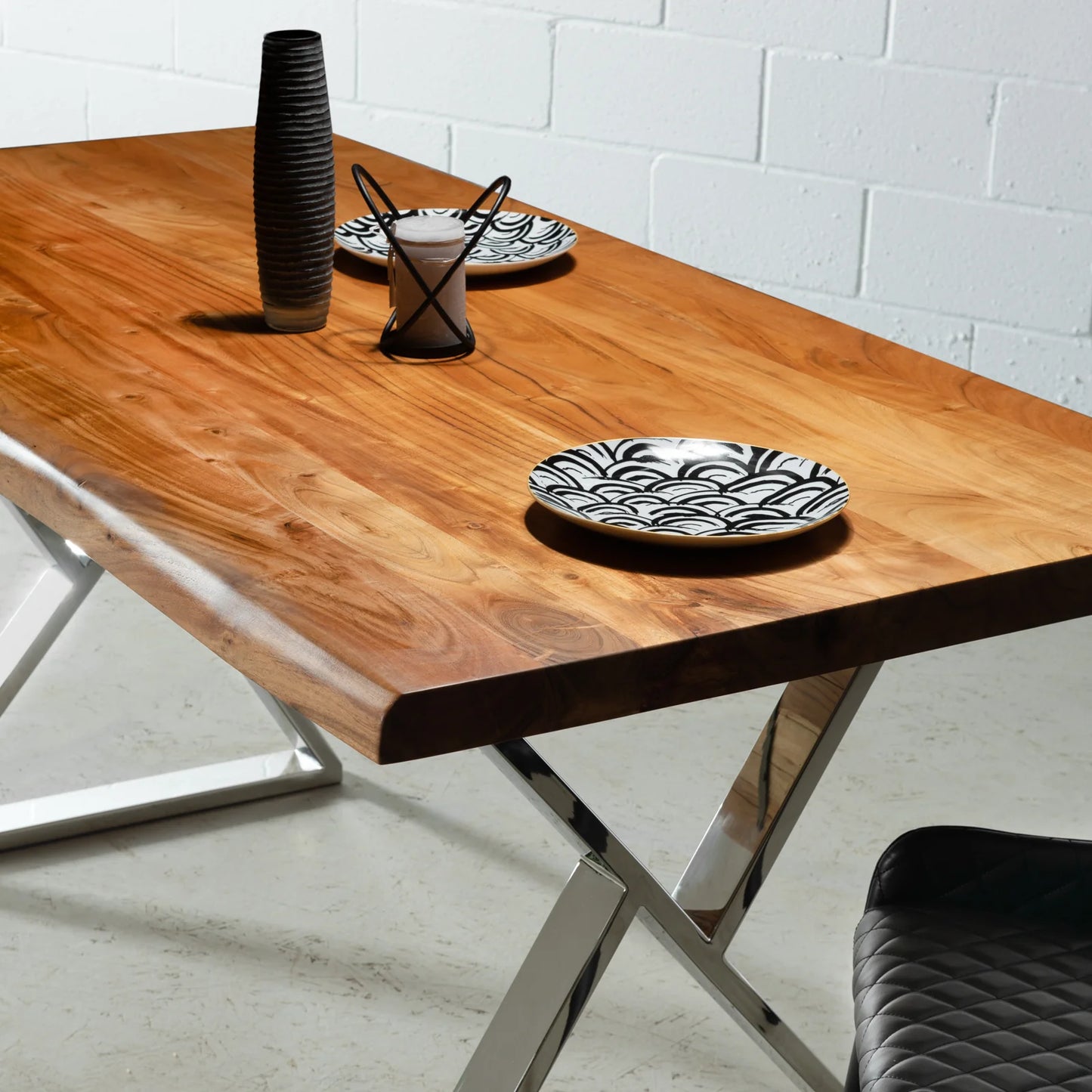 Zenith Live Edge dining Table In Steel Legs