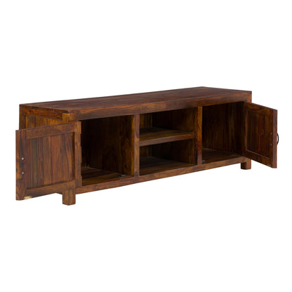 braun solid wood tv unit in natural finish