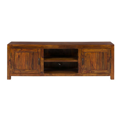 braun solid wood tv unit in natural finish