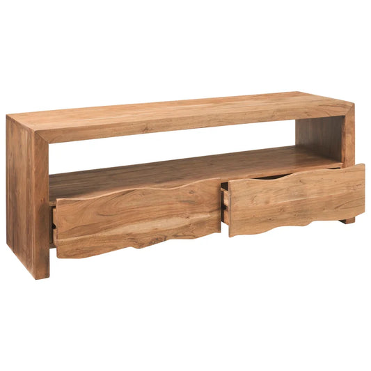 live edge solid wood tv Console in stone finish