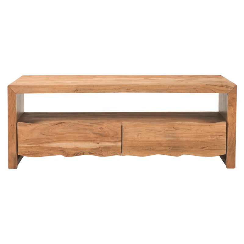 live edge solid wood tv Console in stone finish
