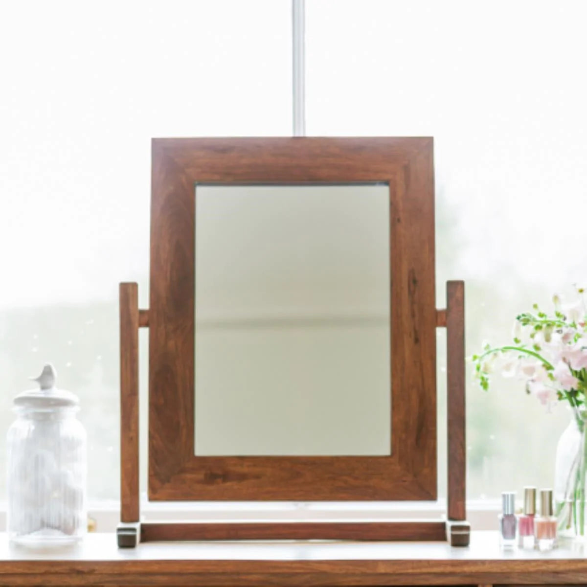 rockford solid wood dressing table set with stool