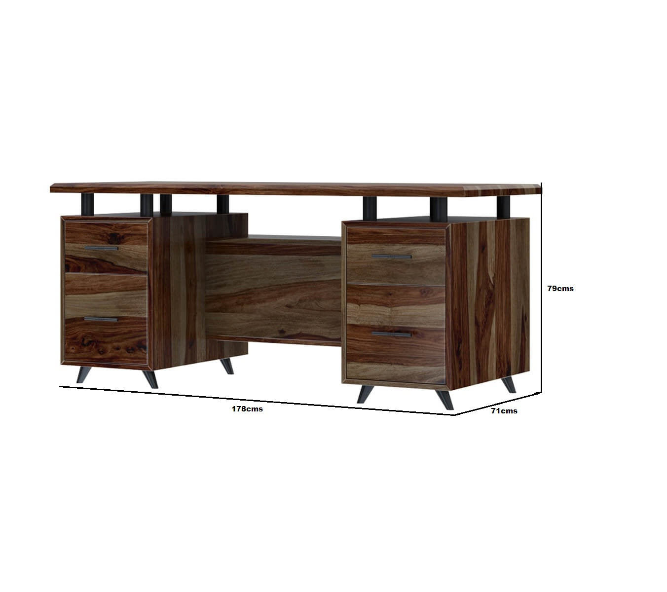 allyer solid wood office desk in walnut finish