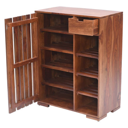kelty solid wood shoe rack in natural finish
