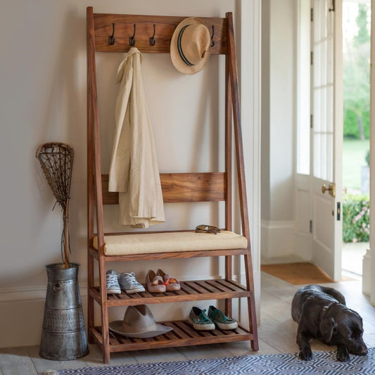 ladder solid wood shoe rack in natural finish