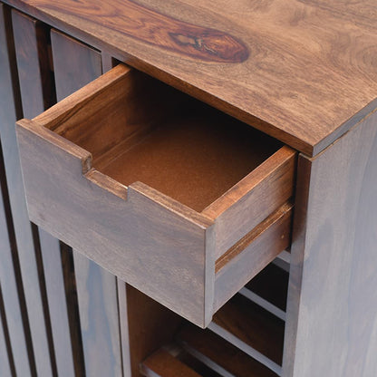kelty solid wood shoe rack in natural finish