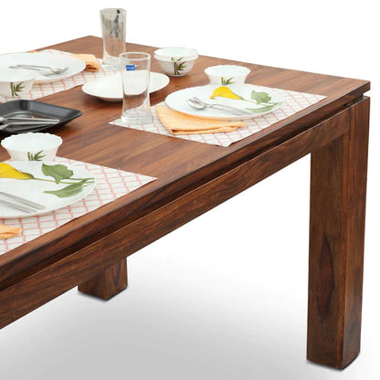 Sherlock Solid Wood Dining Table Set With 6 Chairs In Natural Finish