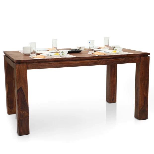 Sherlock Solid Wood Dining Table Set With 6 Chairs In Natural Finish