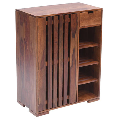 kelty solid wood shoe rack in natural finish