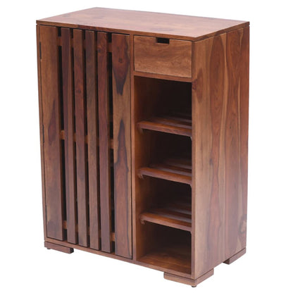 kelty solid wood shoe rack in natural finish