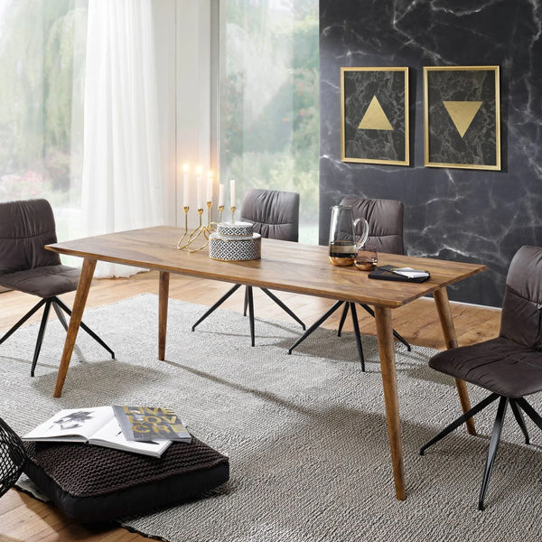 eva solid wood dining table in stone finish