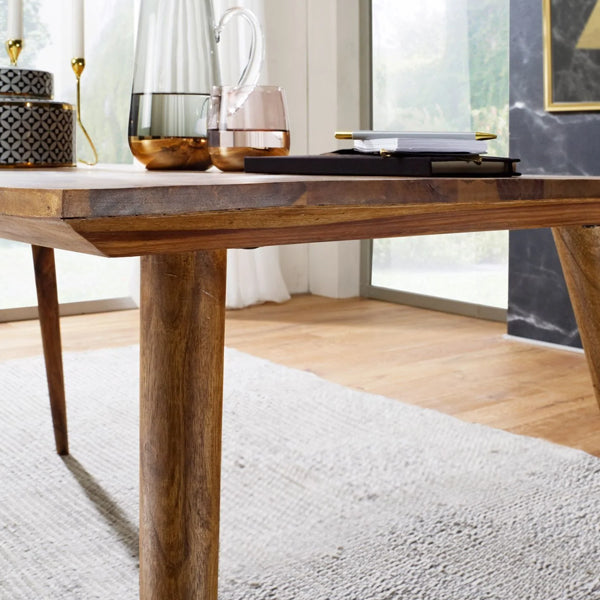 eva solid wood dining table in stone finish