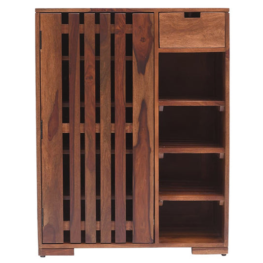 kelty solid wood shoe rack in natural finish