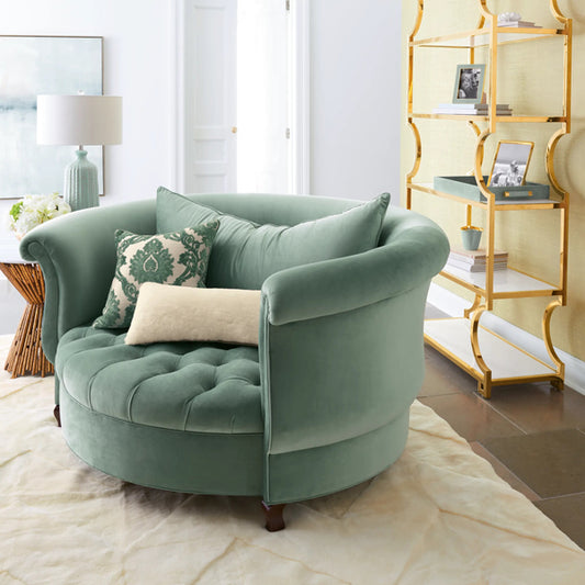 sage barrel sofa