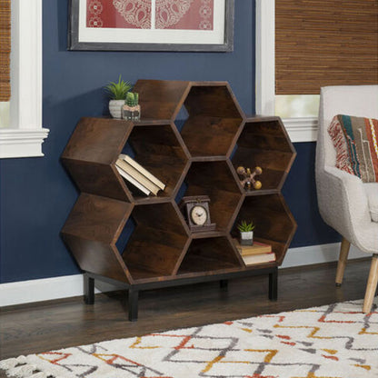 okia solid wood book shelve in brown finish