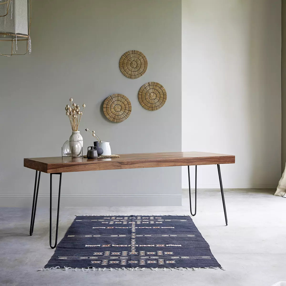 Avian Solid Wood And Metal Dining Table