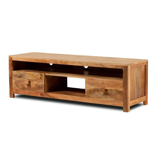 dakota light solid wood tv unit in stone finish