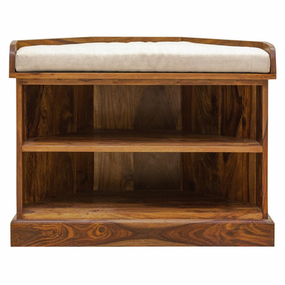 tali solid wood shoe rack in natural finish
