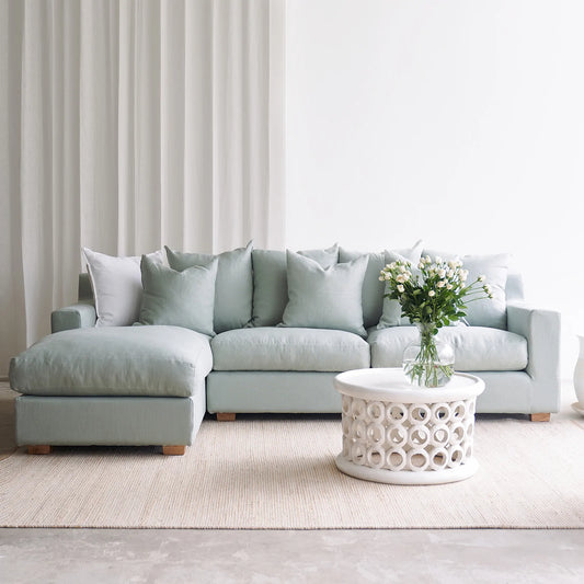 Swaraj sectional sofa in celadon facric