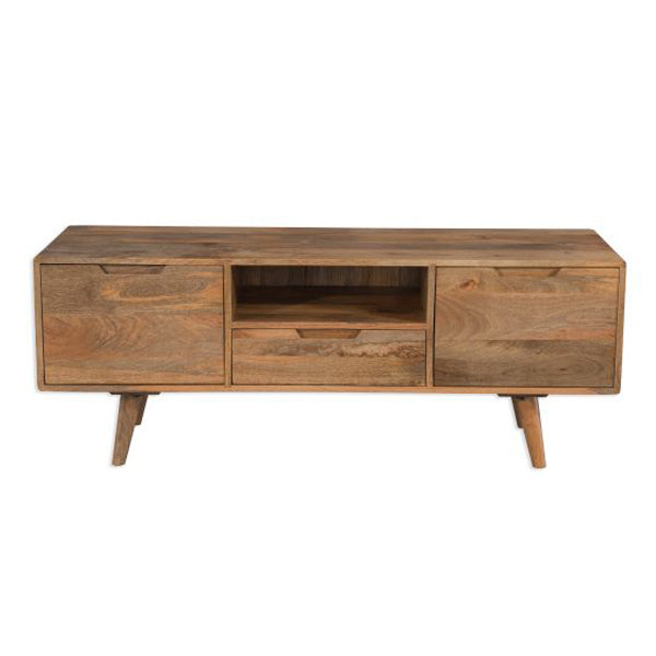 solid mango wood tv unit in stone finish