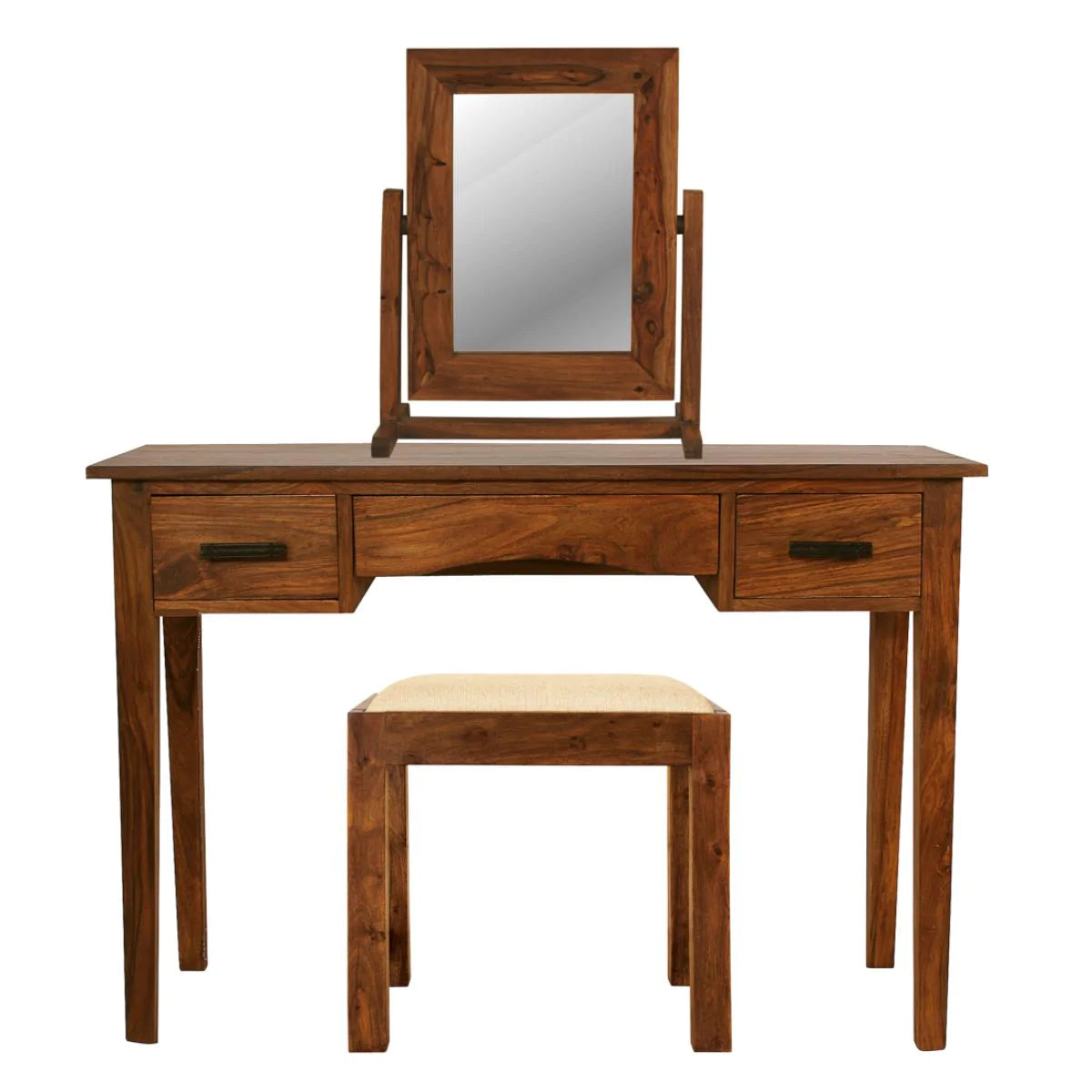 rockford solid wood dressing table set with stool
