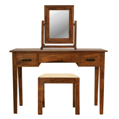 rockford solid wood dressing table set with stool