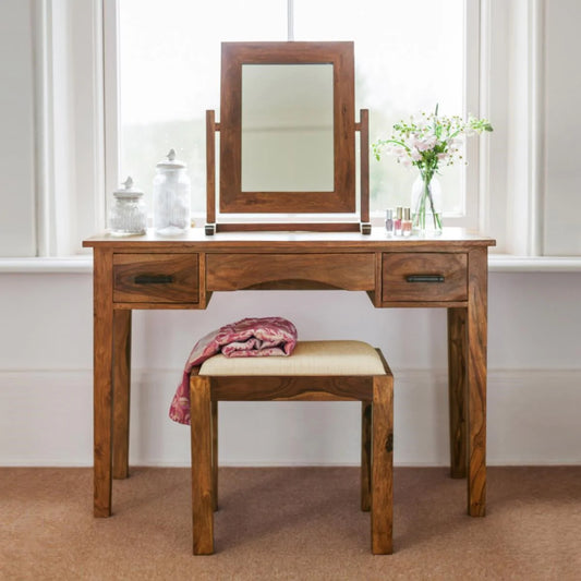 rockford solid wood dressing table set with stool