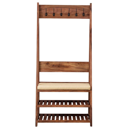 ladder solid wood shoe rack in natural finish