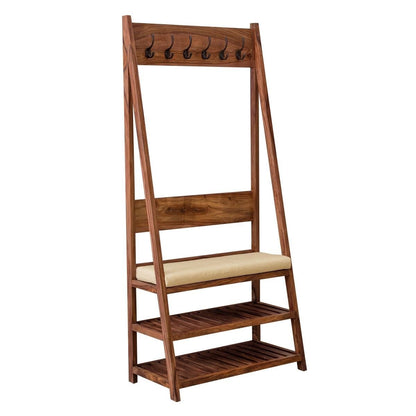 ladder solid wood shoe rack in natural finish